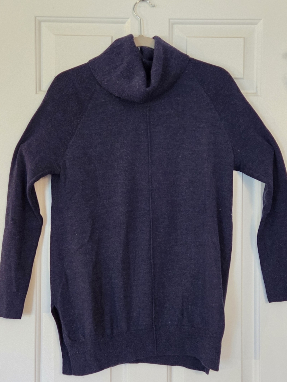 Cynthia Rowley 100% Fine Merino Wool Heathered Blue Turtle Neck Sweater Medium